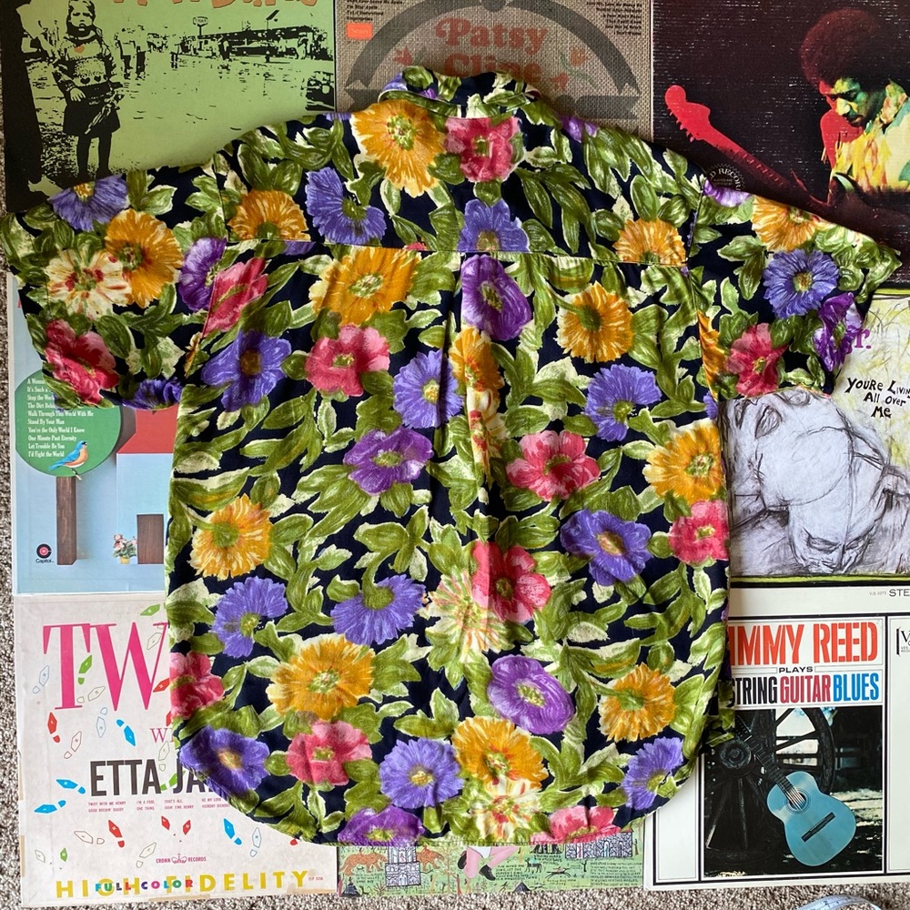 Vintage Floral & Mixed Pattern Button Down Shirt … - image 5